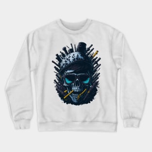 Smoking Skull with guns Crewneck Sweatshirt